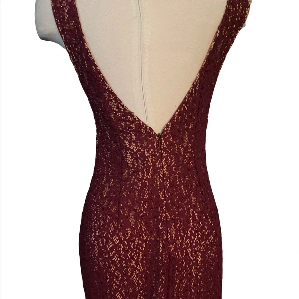 Jovani Burgundy lace dress sz- 8 - Picture 3 of 6